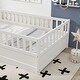 preview thumbnail 10 of 12, White Twin Size Pine Wood Floor Bed with Full-Length Guardrail and Door