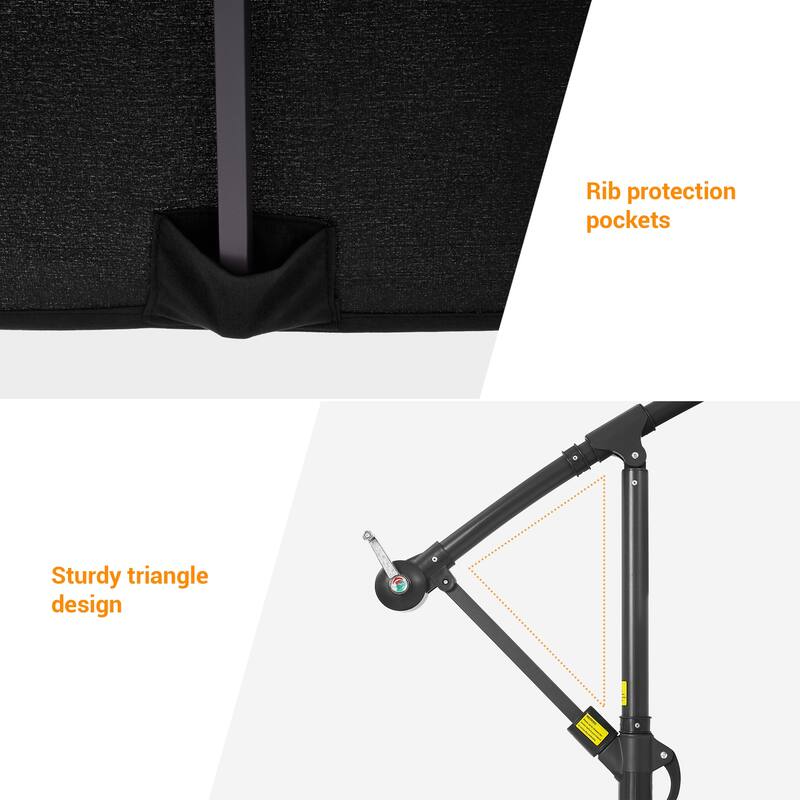 LIVOOSUN Patio 8.2ft Cantilever Offset Hanging Umbrella With a Base