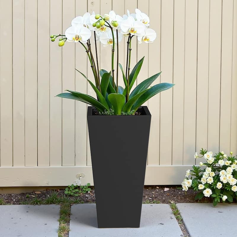 Dovelina Modern Tapered Metal Planter - Elevate Your Space, Indoors & Outdoors - Black