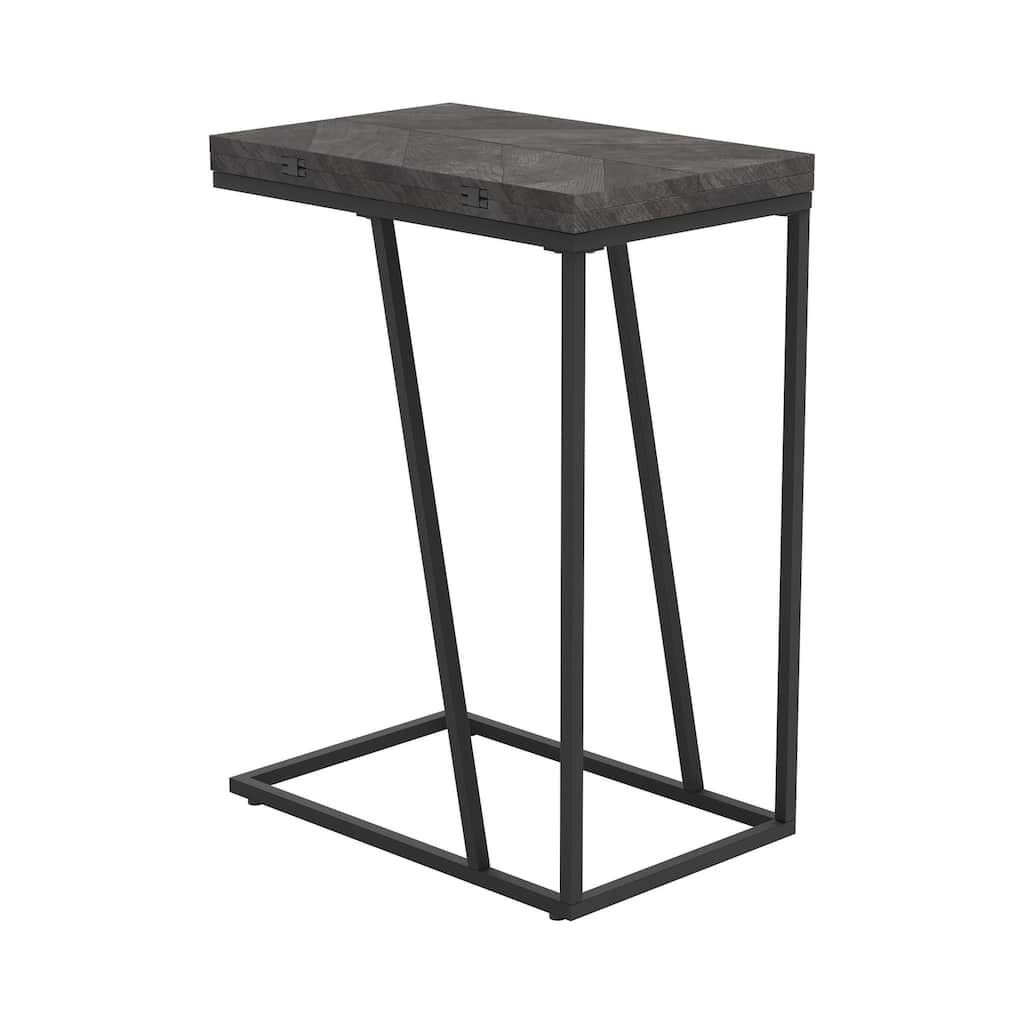 18 in. Gray and Black Rectangle Wood End Table, Sturdy Build End Side Table for Living Rooms
