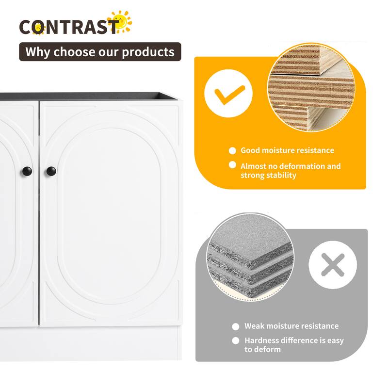 Beingnext 24"/30"/36" Bathroom Vanity with Sink, Freestanding Bathroom Vanity with Soft Close Door and Adjustable Shelf