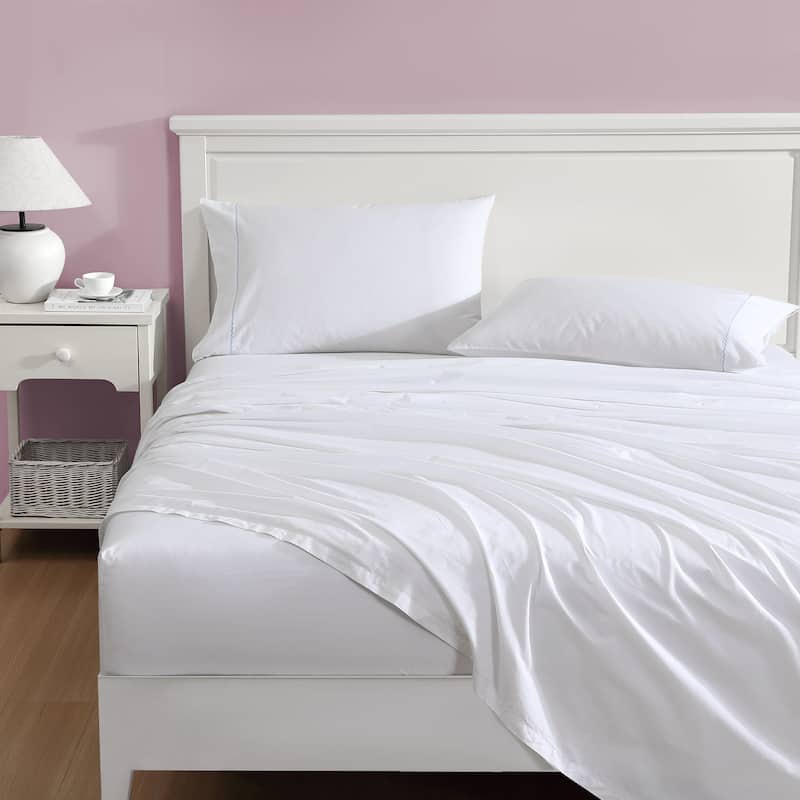 Laura Ashley Scallop Embroidered Percale Cotton Sheet Sets - Blue - King