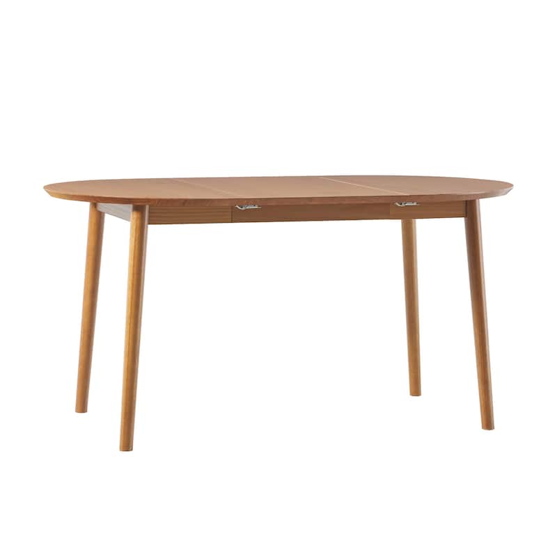 Mid-Century Damsel Extension Dining Table with Removable Leaf for Living Room, Caramel - Cherry Brown