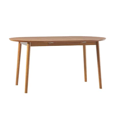 Mid-Century Damsel Extension Dining Table with Removable Leaf for Living Room, Caramel