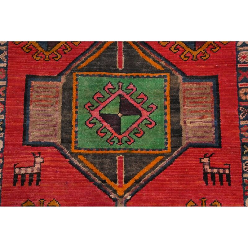 Hand Knotted Oriental 100% Wool Carpet Traditional Tribal Coral Ardebil Runner Rug - 10' 2'' X 3' 2''