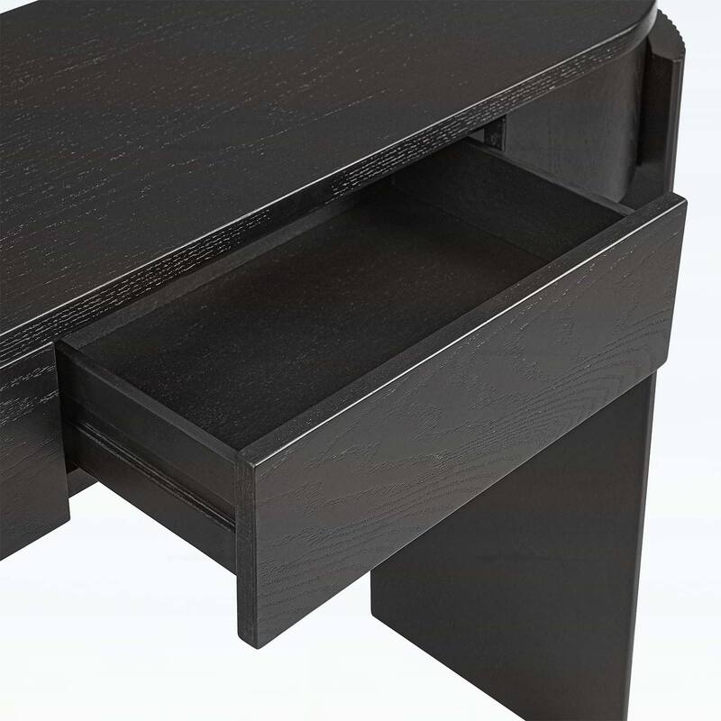 Console Table with Fluted Design,Oval Top and 2 Drawers for Entryway and Living Room