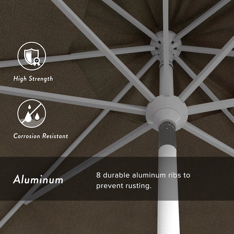 California Umbrella 11' Rd. Aluminum Market Umbrella, Crank Lift, Collar Tilt, Dbl Wind Vent, White Finish, Olefin Fabric