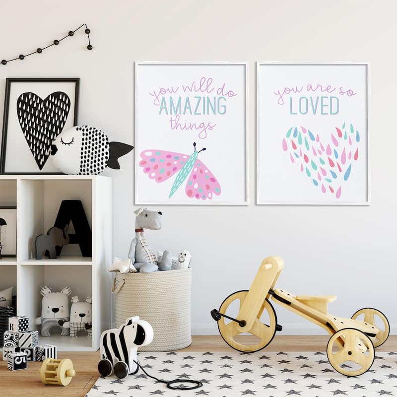 Stupell Pastel Inspirations with Dragonfly Framed Giclee Art Design By Kim Allen (Set of 2)