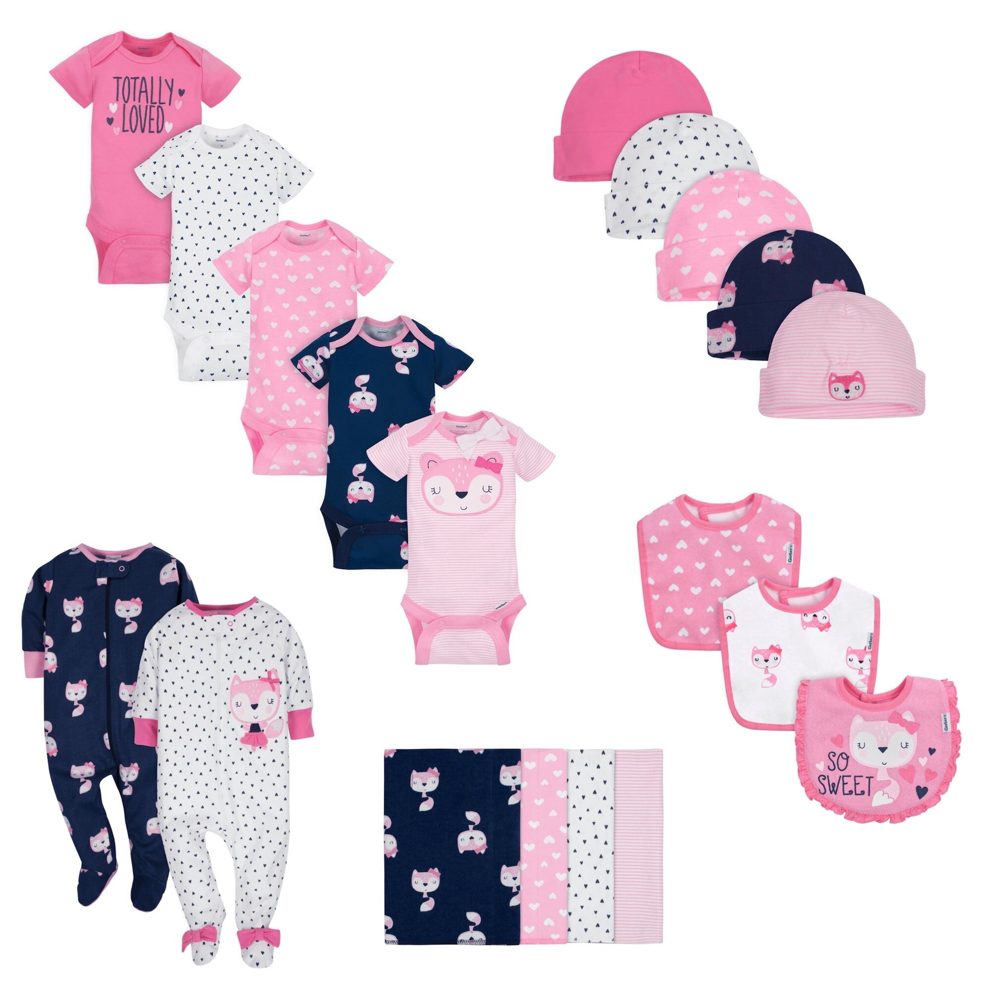 Shop Gerber Baby Girls 19 Piece Essentials Gift Set Pink Fox