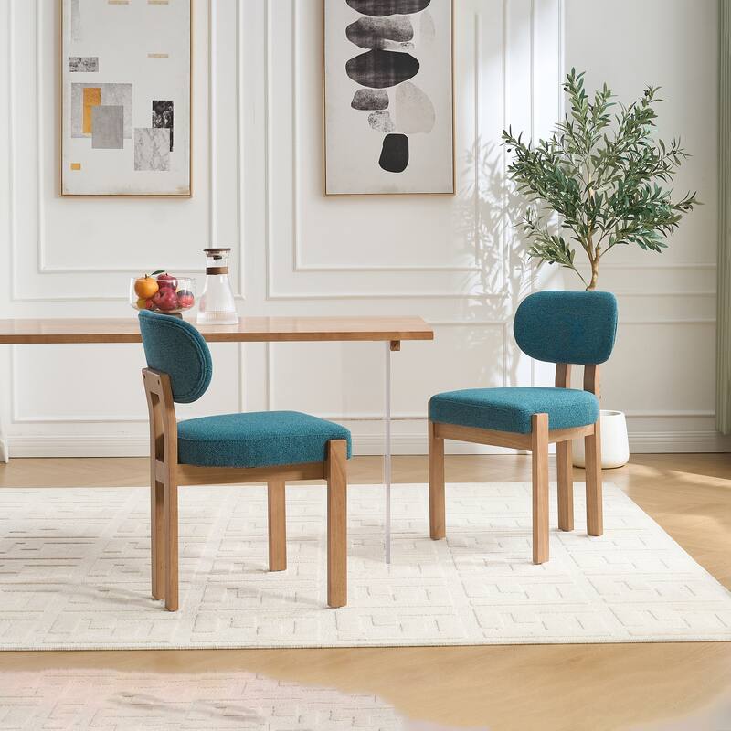 Wooden Dining Chairs Set of 2 , Fabric Upholstered Side Chair Farmhouse Kitchen Chairs for Dining Room, Breakfast Area