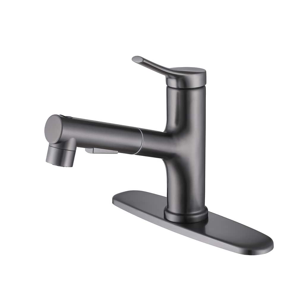 7.8" H Single-Handle Bathroom Sink Faucets with Pull Out Sprayer, Single Hole Vessel Faucet With Deck Plate