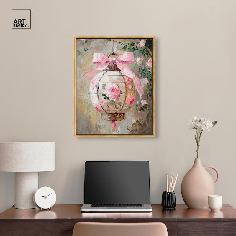 Rose Garden Lantern Canvas by Art Remedy