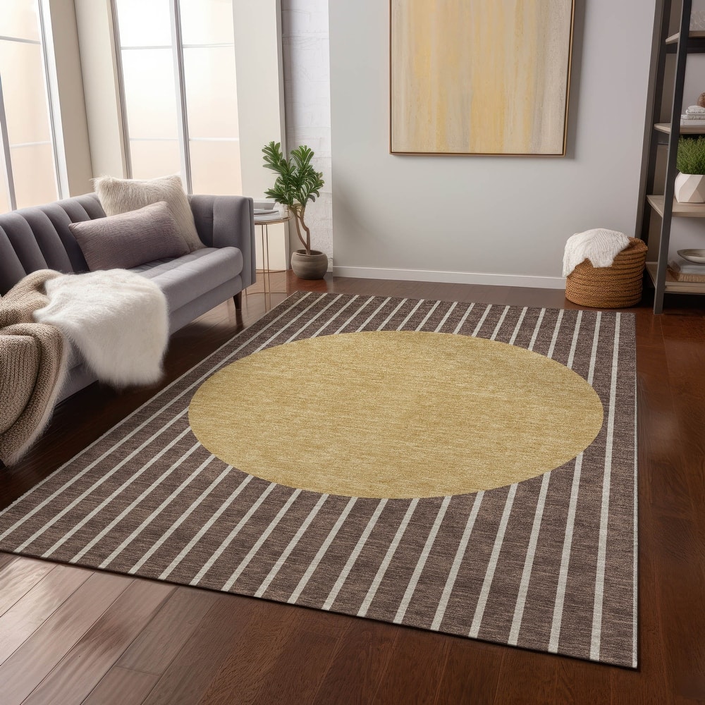 Machine Washable Indoor/ Outdoor Modern Sunrise Chantille Rug