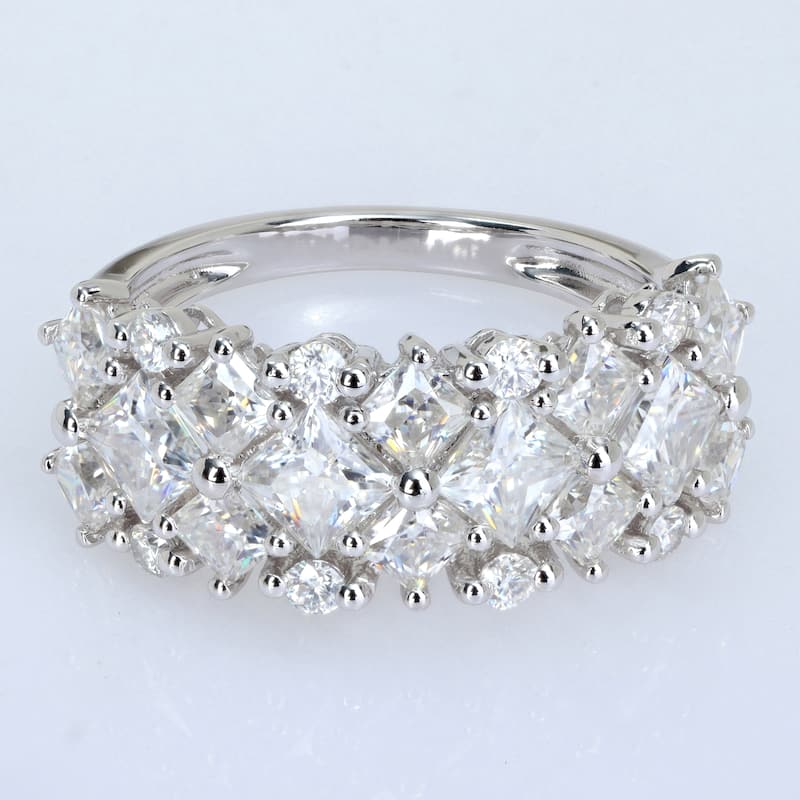 Miadora 3 5/8ct DEW Created Moissanite Cluster Ring Sterling Silver