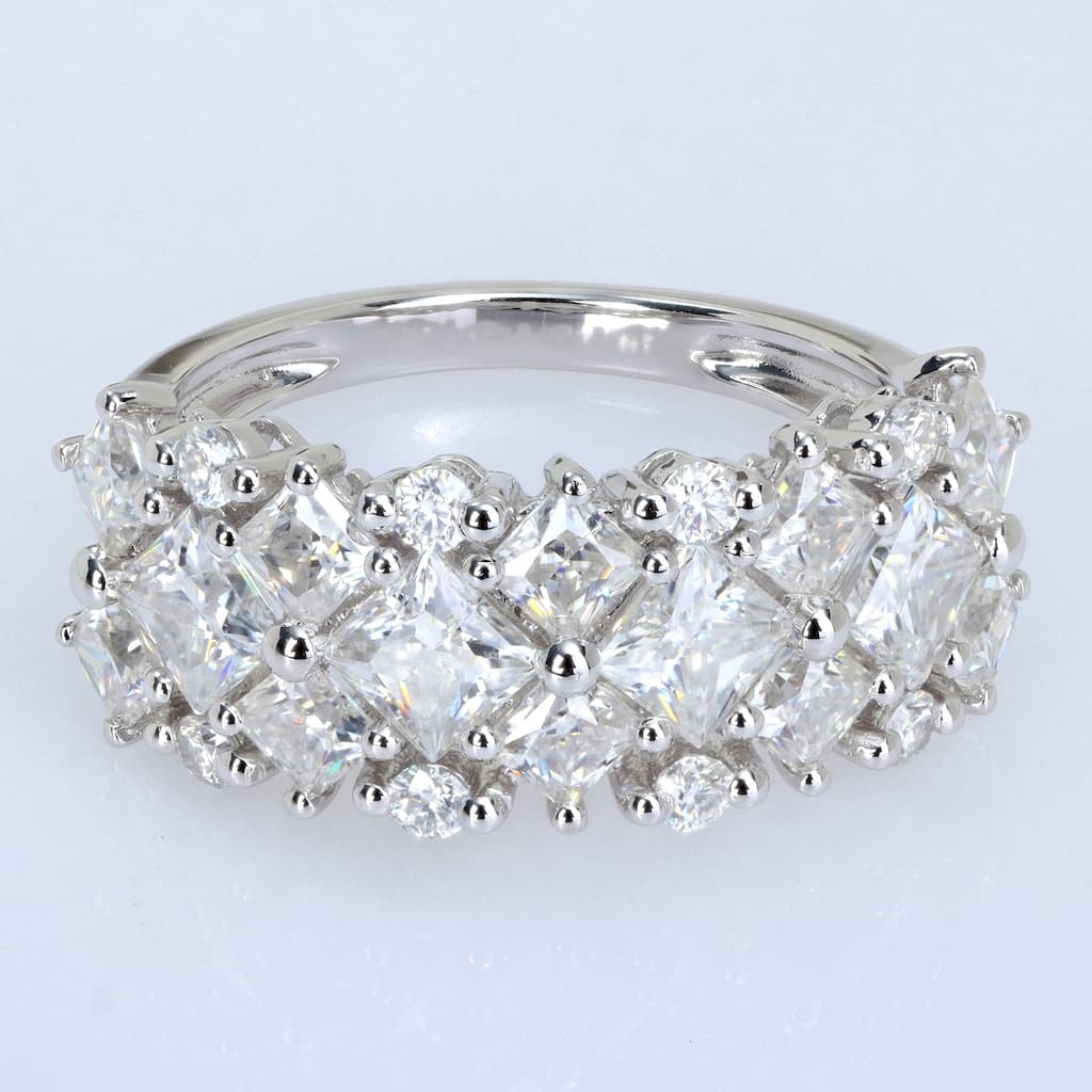 Miadora 3 5/8ct DEW Created Moissanite Cluster Ring Sterling Silver