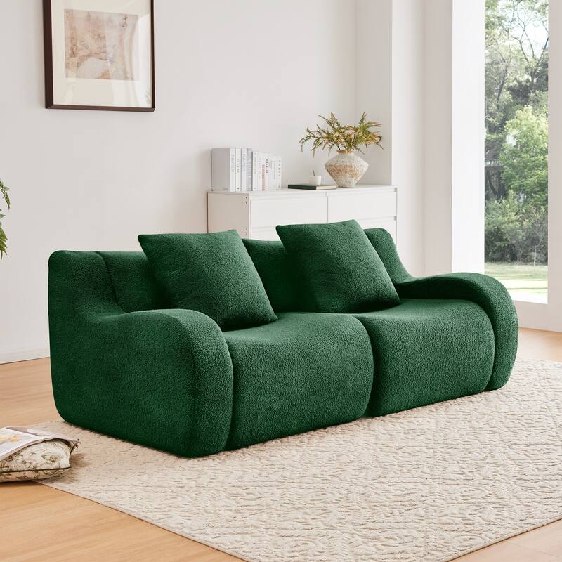 GDF Studio - Fairford 2-Seat Modular Sofa With Curved Armrests & Non-Slip Base - Green