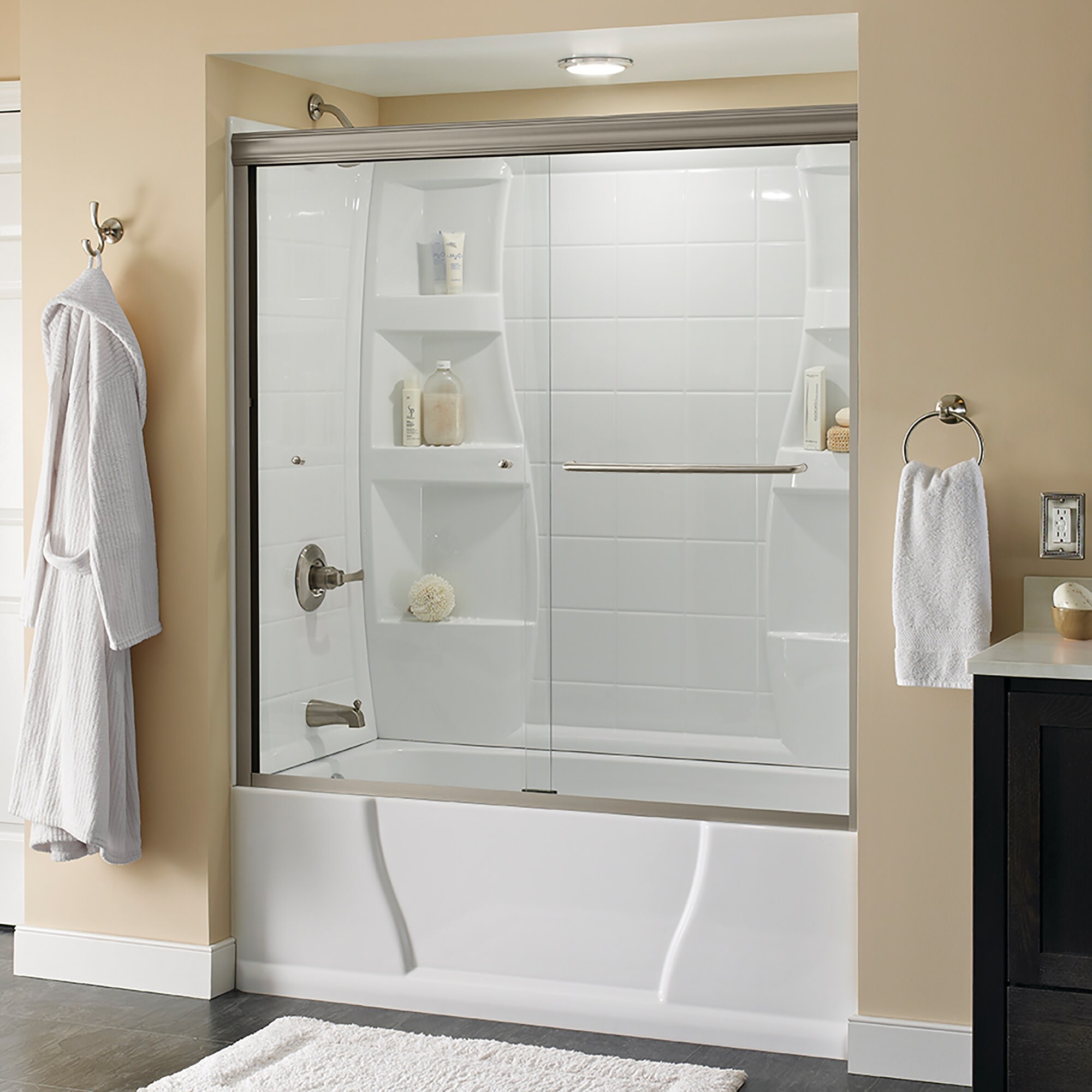 Shop Delta Sd3927410 Classic 60 Wide Sliding Semi Frameless Tub
