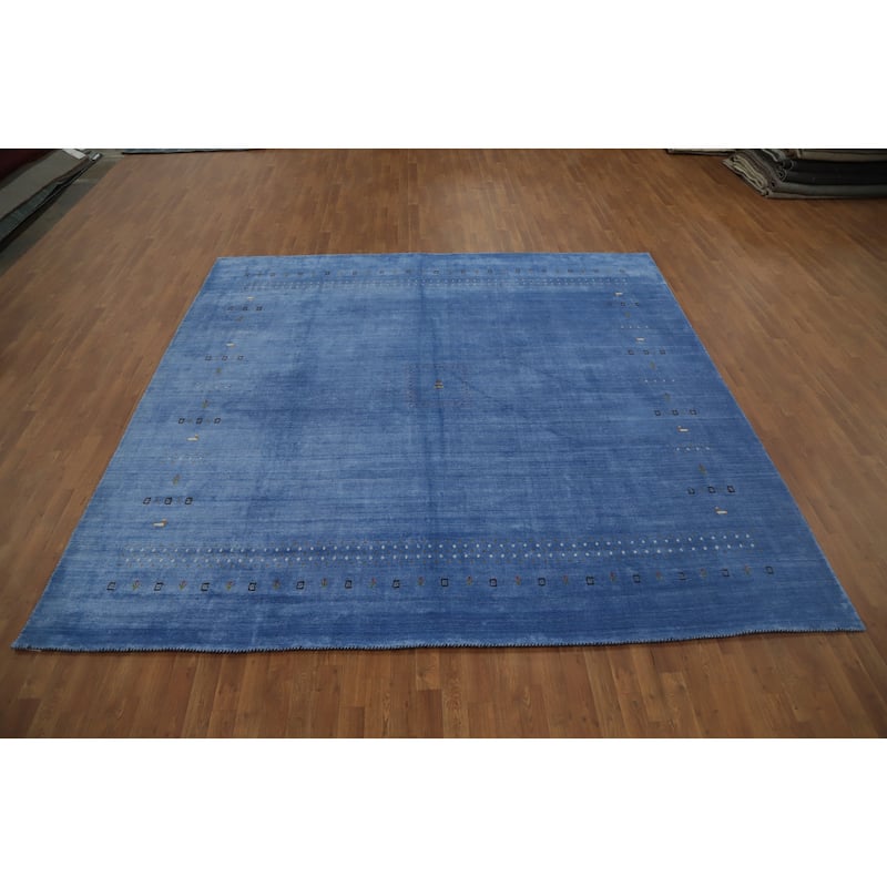 Hand Knotted Oriental 100% Wool Carpet Tribal Animal Pictorial Navy Blue & Blues Gabbeh Area Rug - 9' 8'' X 10' 1''