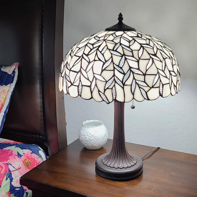 Vintage Metal Two Light Candlestick Table Lamp with White Shade - 12” x 21” x 23”