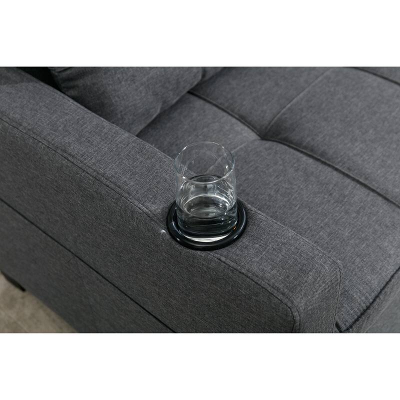 Linen Convertible Futon Armchair Bed with USB Ports, Adjustable Backrest and 3-in-1 Functionality