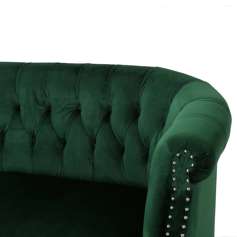 Milani Velvet Tufted Scroll Arm Loveseat by Christopher Knight Home