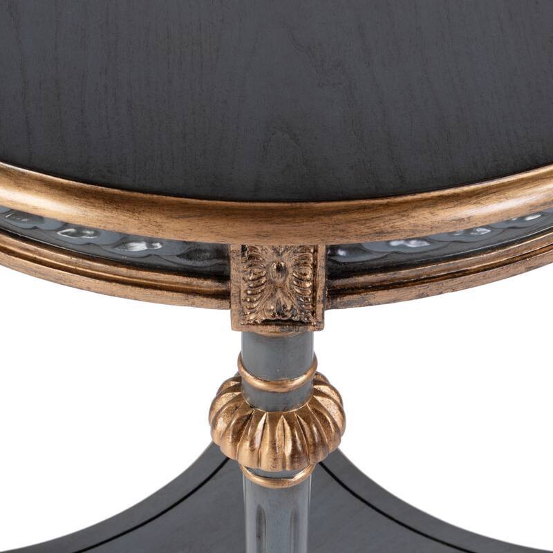Hellinger 24 in. W Round Wood Tall End Table with Open Shelf