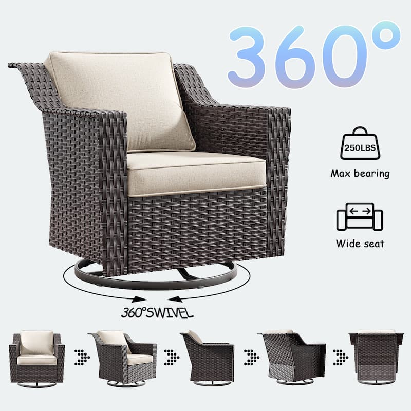 Cozywor Outdoor Patio Swivel Rattan Rocking Wicker Chairs Set of 2 for Backyard Porch Deck, Metal Rocking Frame - N/A
