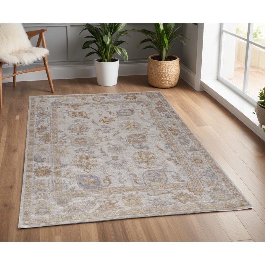 Gefe Tuzug Floral Traditional Stain Resistant Durable Area Rug By HomeRoots