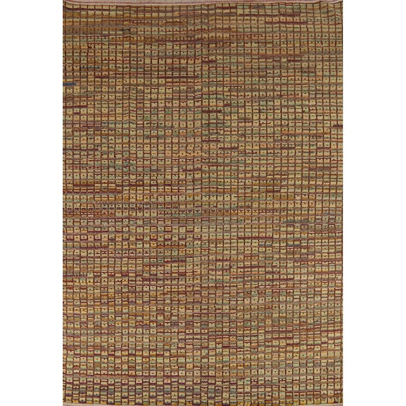 All-Over Checkered Moroccan Area Rug Hand-Knotted Wool Carpet - 8'0"x 10'3"