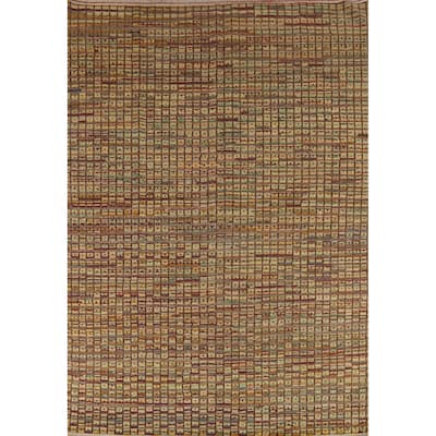 All-Over Checkered Moroccan Area Rug Hand-Knotted Wool Carpet - 8'0"x 10'3"