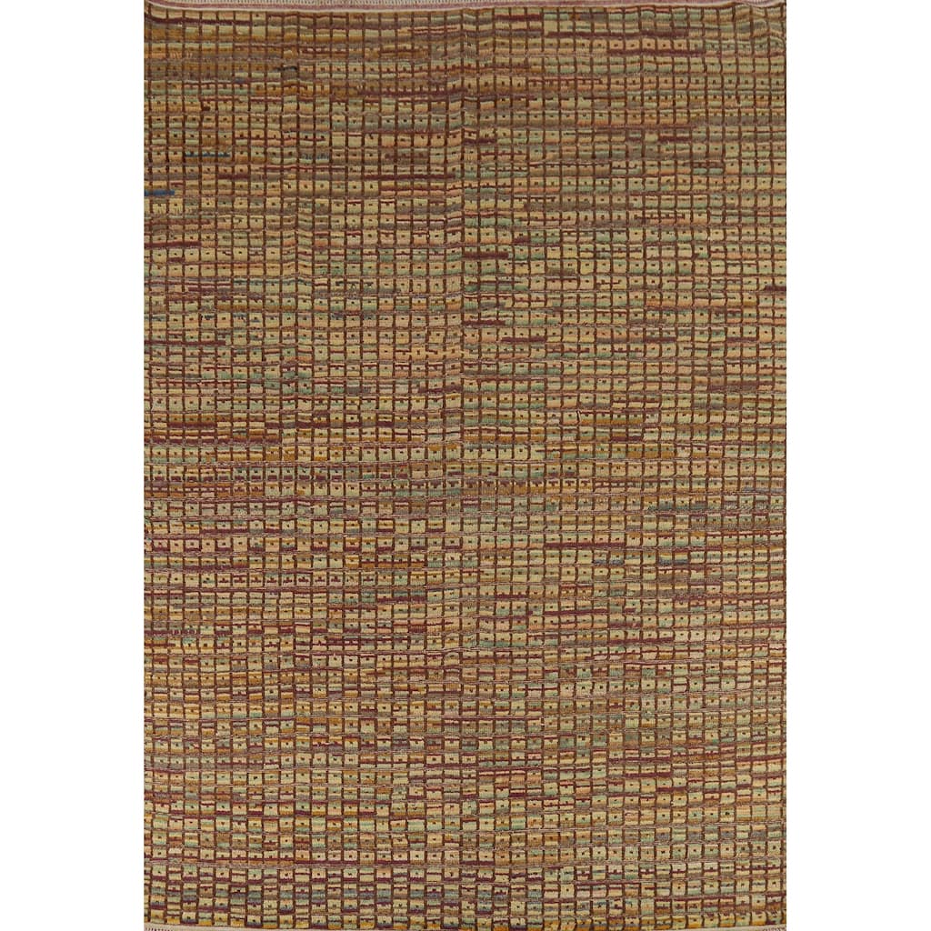 All-Over Checkered Moroccan Area Rug Hand-Knotted Wool Carpet - 8'0"x 10'3"