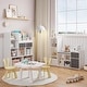 preview thumbnail 3 of 4, 6-Cubby Kids Bookshelf with White Bookcase Seat Cushion for Kids Room