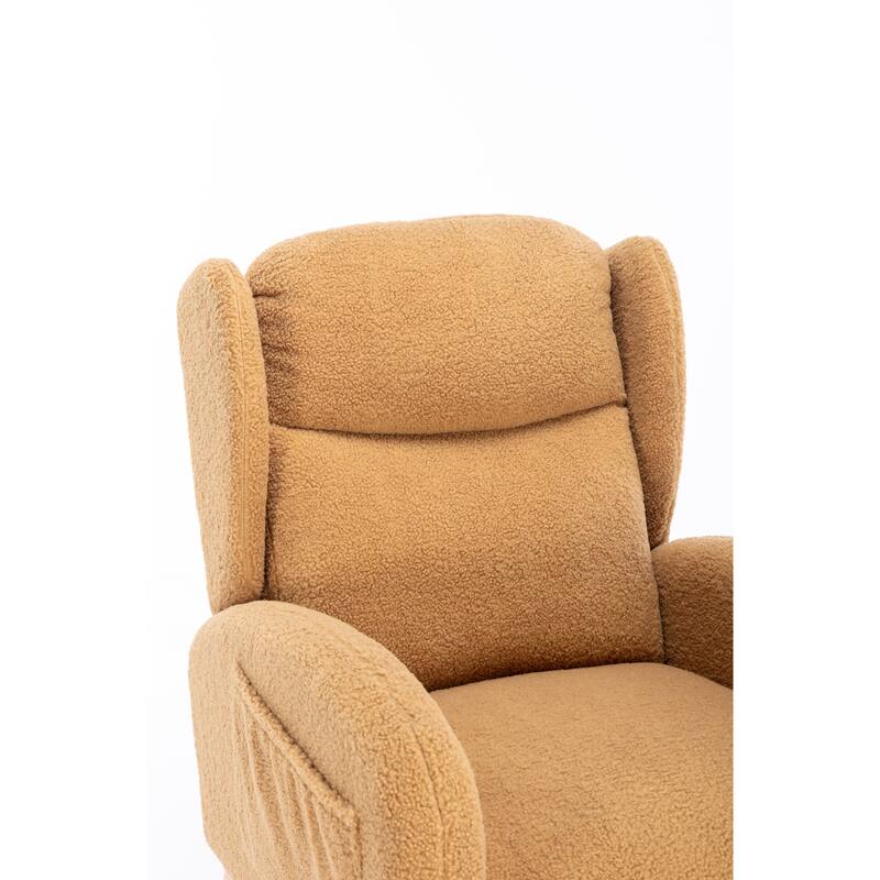 Rocking Chair Nursery, Modern Upholstered Glider Rocker with Side Pocket, High Backrest Accent Armchair for Living Room