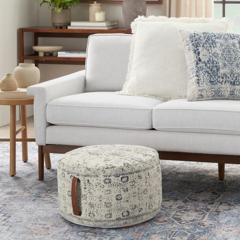 Nicole Curtis Erased Print Drum Pouf 20" x 20" x 12"