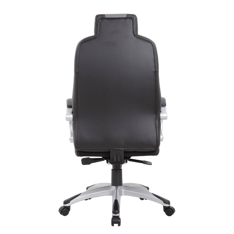Kelly Rolling Executive Armchair, Black Gray Stitched-Back Caressoftplus