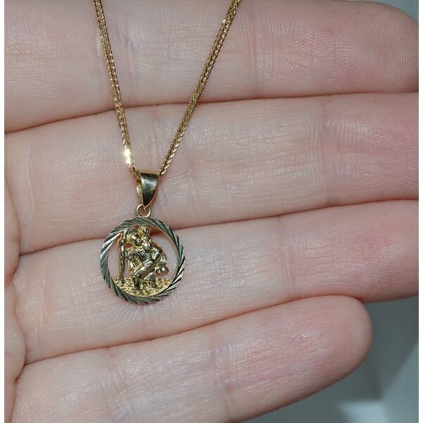 14K Yellow Gold Oval Locket Pendant with 0.8mm Yellow Box Chain Necklace