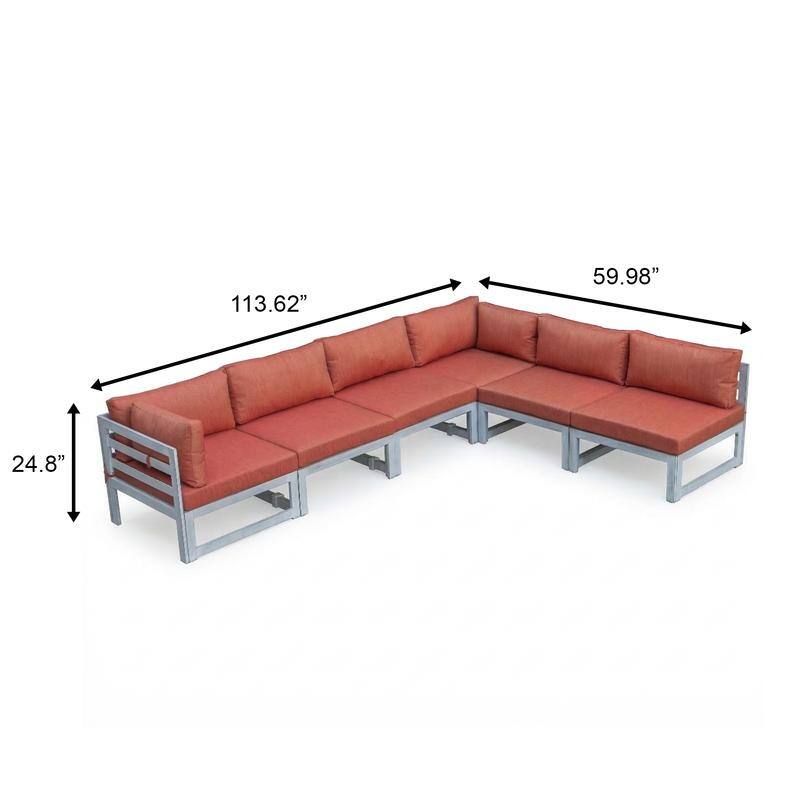 Chelsea 6-Piece Modern Aluminum Outdoor Sectional Set - Rust-Proof & UV Resistant Modular Patio Sofa with All-Weather Cushions