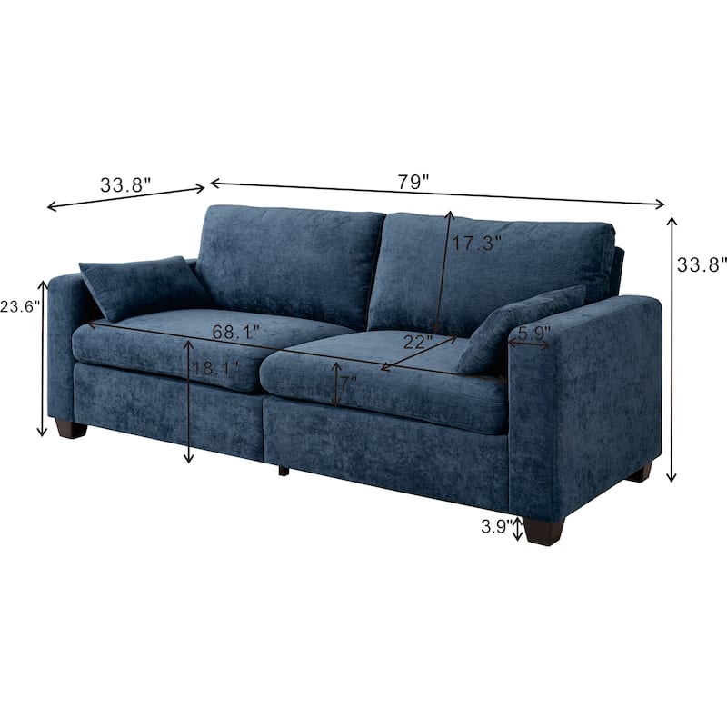 Modern Loveseat Sofa for Living Room, Removable Cover, Spring Cushions, Solid Wood Frame, Wide Armrest for Small Space