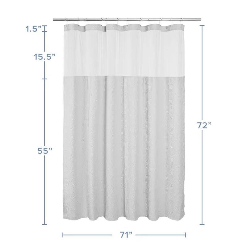 Starburst Crinkle Shower Curtain with Snap-in Liner 12 Hooks Included