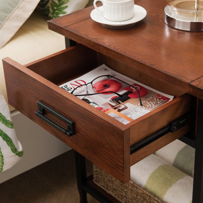 Carbon Loft Peter Oak Side Table with Drawer
