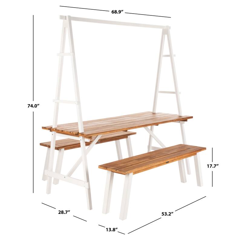 SAFAVIEH Outdoor Marlen 3-Piece Dining Set - 29Wx59Dx74H