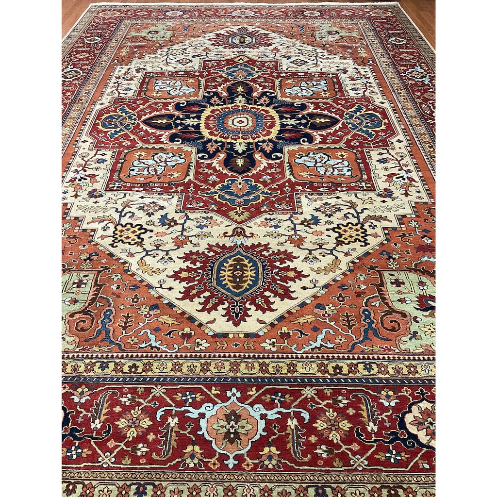 HERAT ORIENTAL Hand-knotted Indo 10' x 14' Serapi Wool Rug - 10' x 14'
