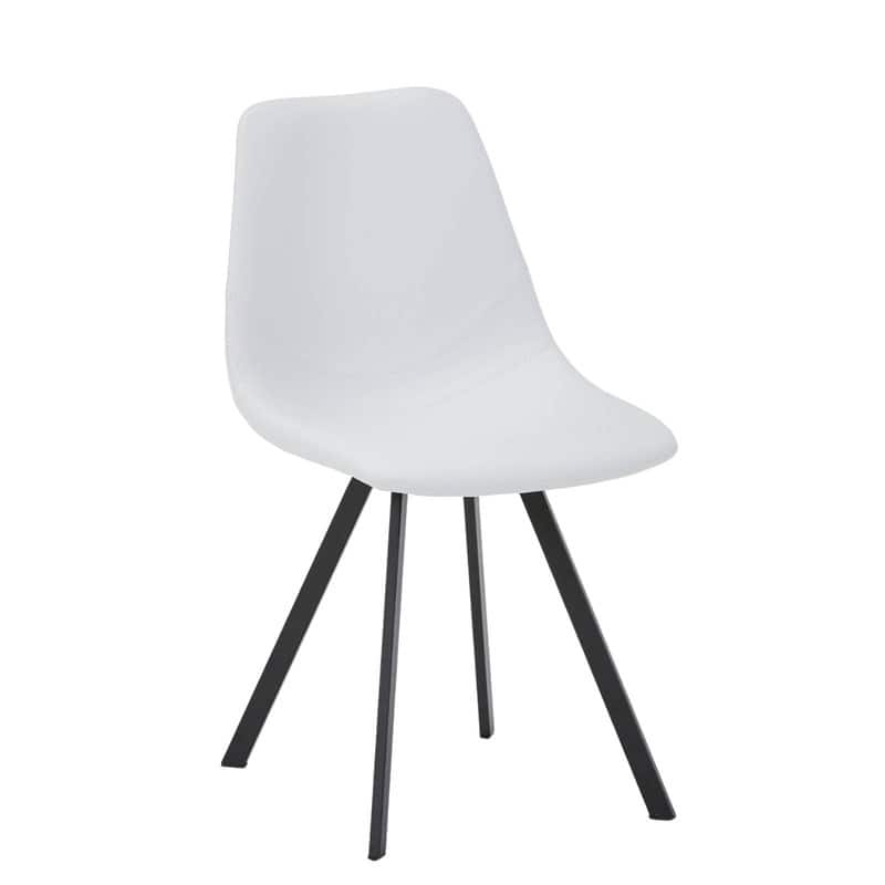 Markley Modern Ergonomic Leather Dining Chair with Black Steel Legs, Scratch-Resistant & Comfortable Kitchen Chair