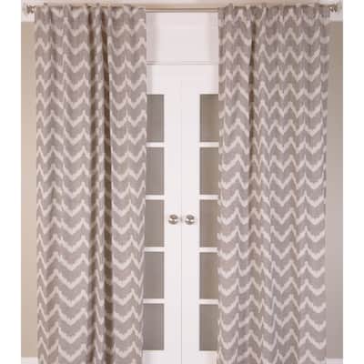 Chevron Design Cotton Linen Curtain Panel, Lined - Single Curtain Panel