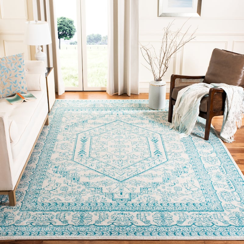 SAFAVIEH Adirondack Sian Rustic Oriental Medallion Rug - 8' x 10' - Ivory/Teal