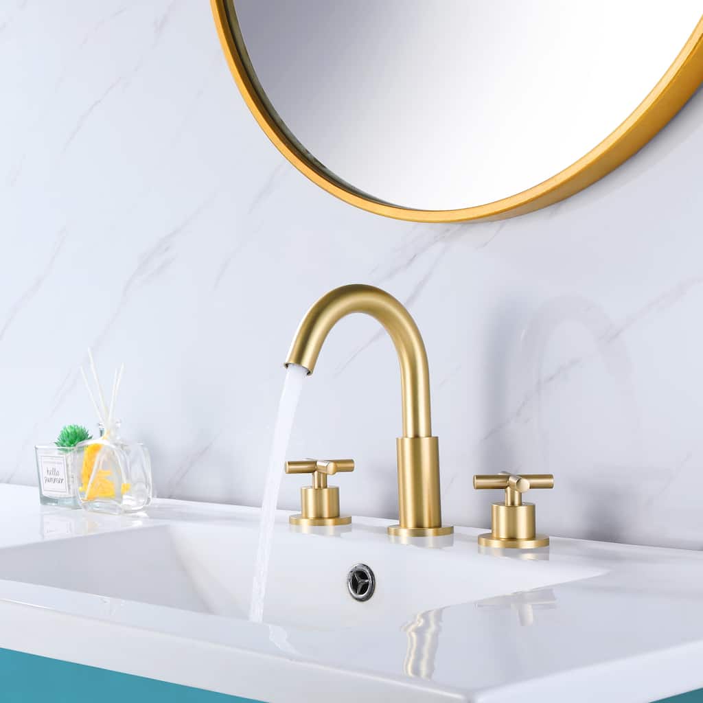 8 Inch Widespread Bathroom Sink Faucet Double Handle Vanity Faucet with 360° Swivel Spout