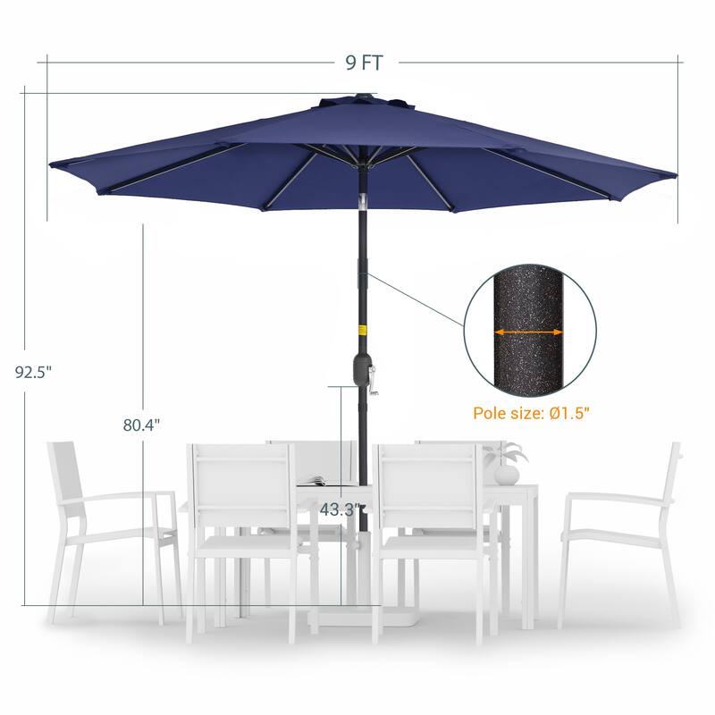 LIVOOSUN 9ft Patio Umbrella Outdoor Table Umbrella with Tilt and Crank