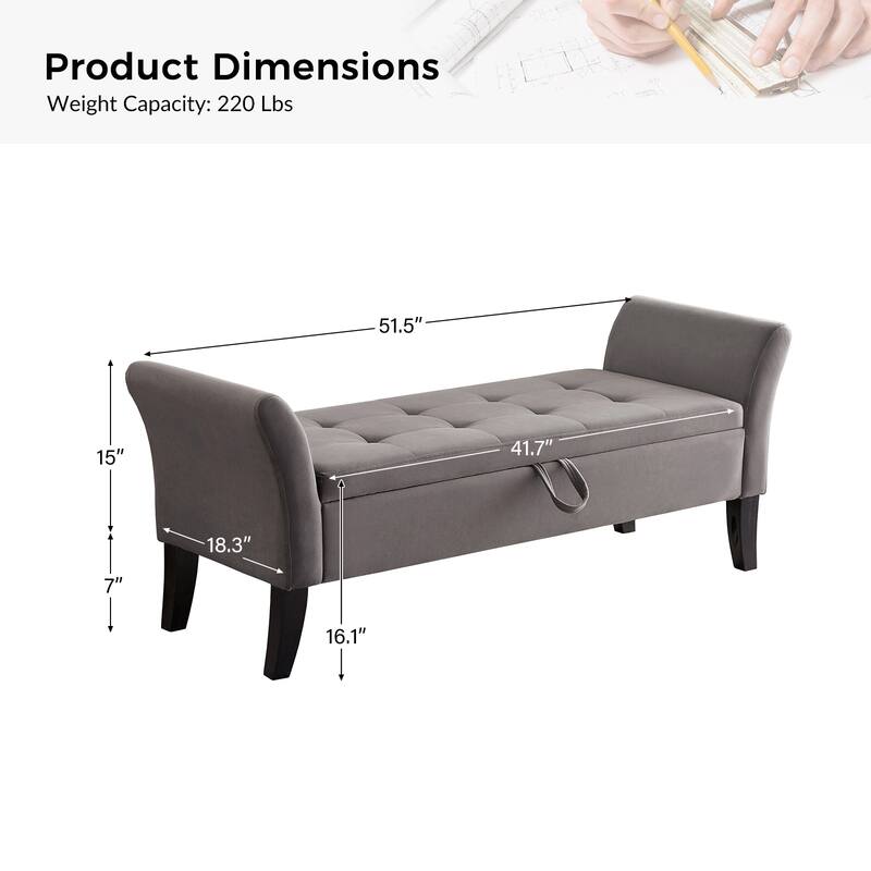 Ramiro Contemporary Velvet Storage Bench by HULALAHOME