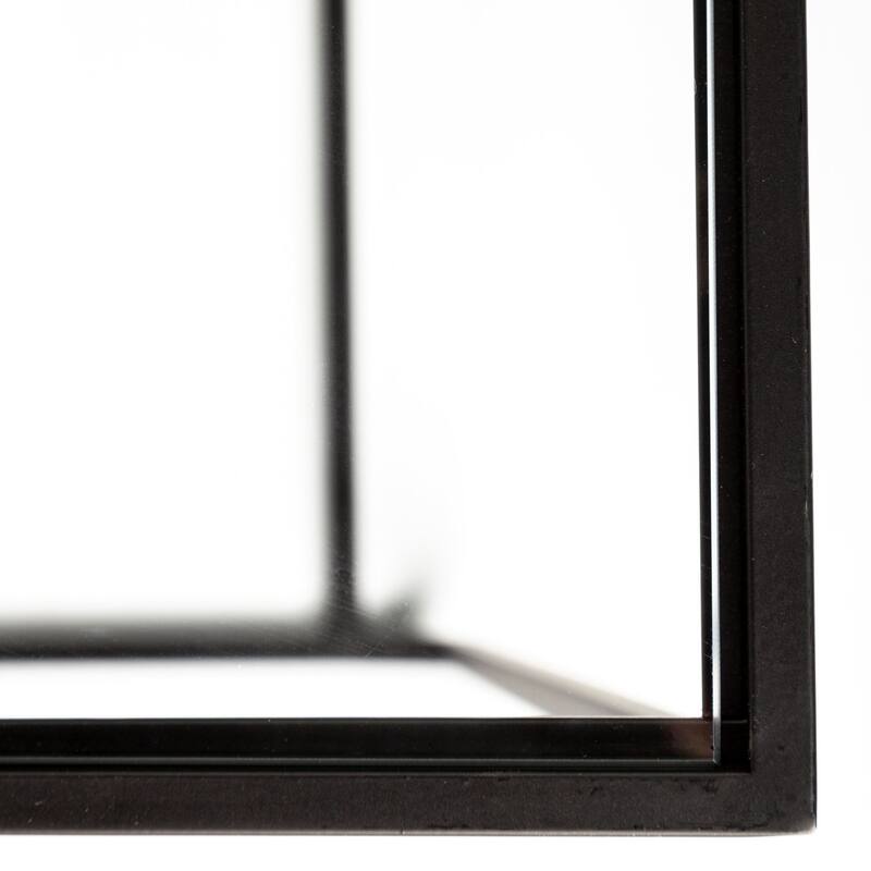 Arya Glass Top w/ Black Iron Frame Rectangular Accent Tables (Set of 2) - 23.6L x 9.8W x 21.7H
