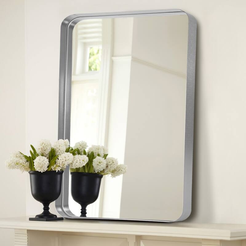 Modern Aluminum Alloy Wall-mounted Rectangular/Arched Deep Mirror - 50x32-Rectangle - Silver